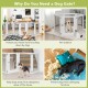Freestanding 6-panel dog gate in white, providing stability and flexibility for pet safety in various areas of the home.
